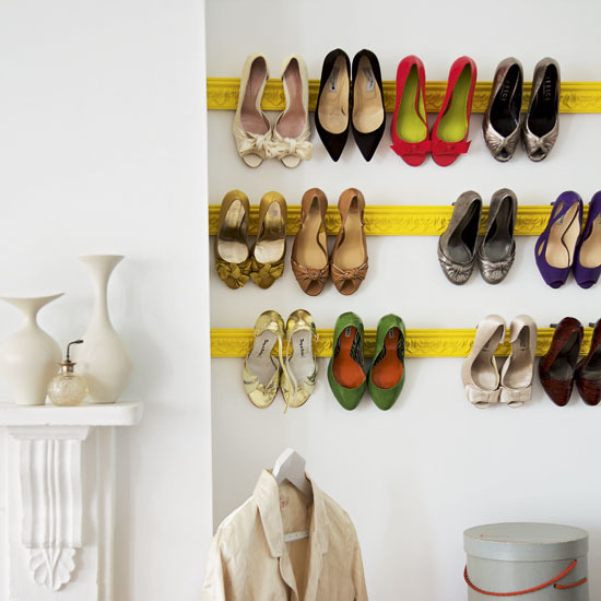 So need a wall like this!!  Closet shoe storage, Shoe organization closet,  Closet designs