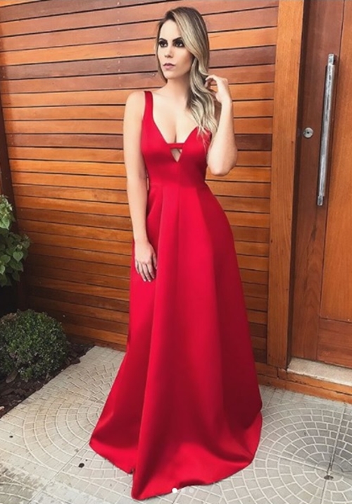 vestido de festa longo vermelho
