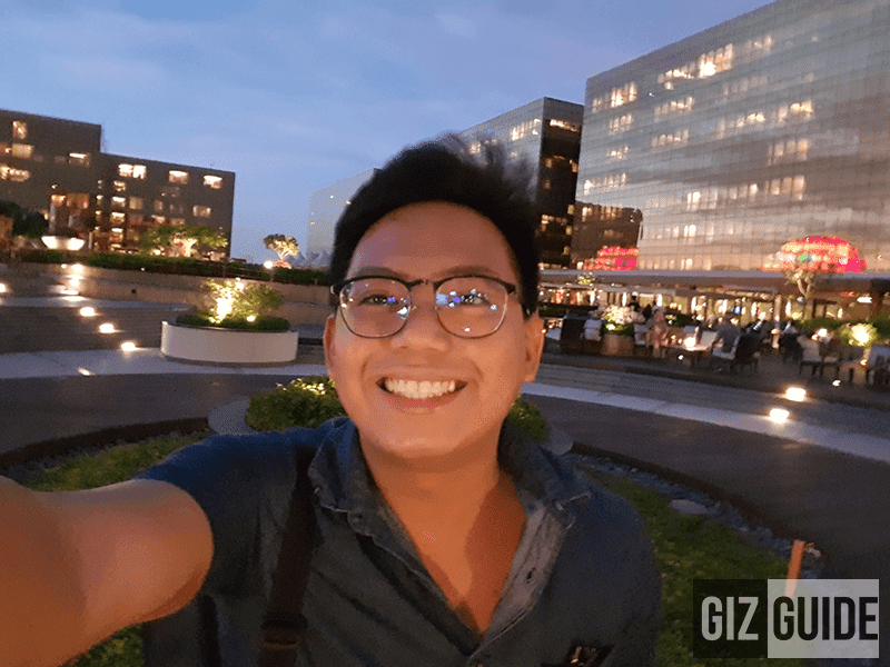 Outdoor selfie at night