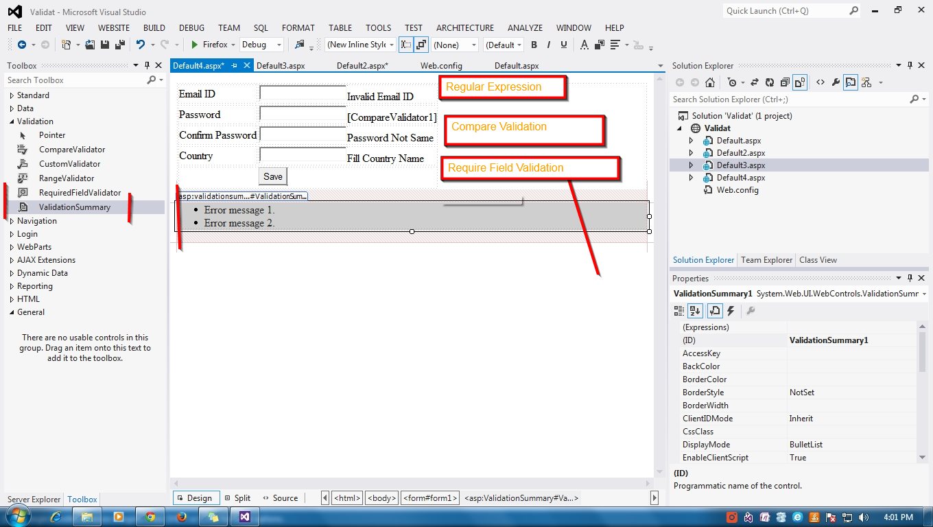 Validation Summary Control in C ScreenShotsDrizzles