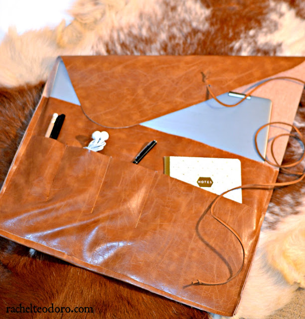 DIY Leather Laptop Sleeve Tutorial Rachel Teodoro