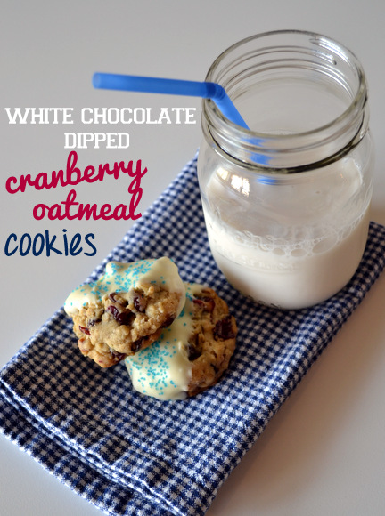White Chocolate Dipped Cranberry Oatmeal Cookies