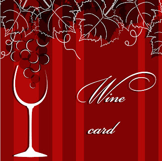 手書きの葡萄の葉とワインの背景 hand-painted grapes leaves silhouette red wine イラスト素材