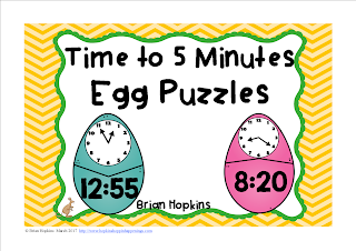 Easter Eggs Telling Time to the 5 Minutes Puzzles FREEBIE