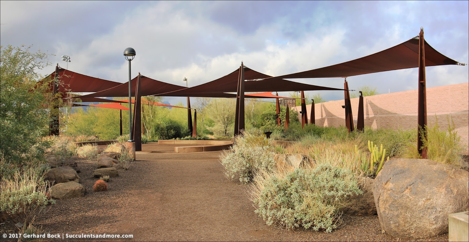 Scottsdale Xeriscape Demonstration Garden gabions, shade sails, and