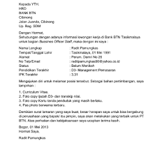 Contoh Surat Lamaran Kerja Di Bank Yang Baik Dan Benar Lowongan