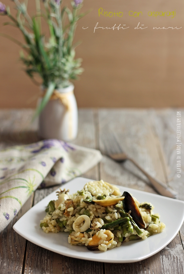My Ricettarium Risotto con asparagi e frutti di mare
