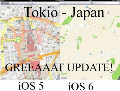 A sinistra le Google Maps di iOS 5, a destra le Mappe Apple con iOS 6