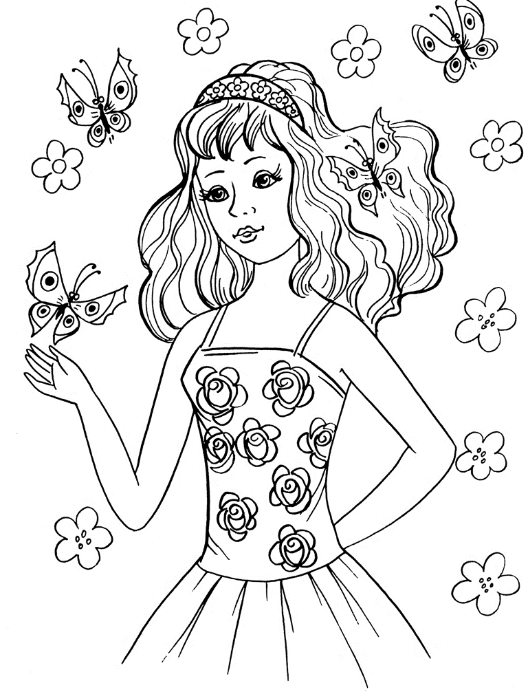 Coloring Pages: Fashionable Girls free printable coloring ...