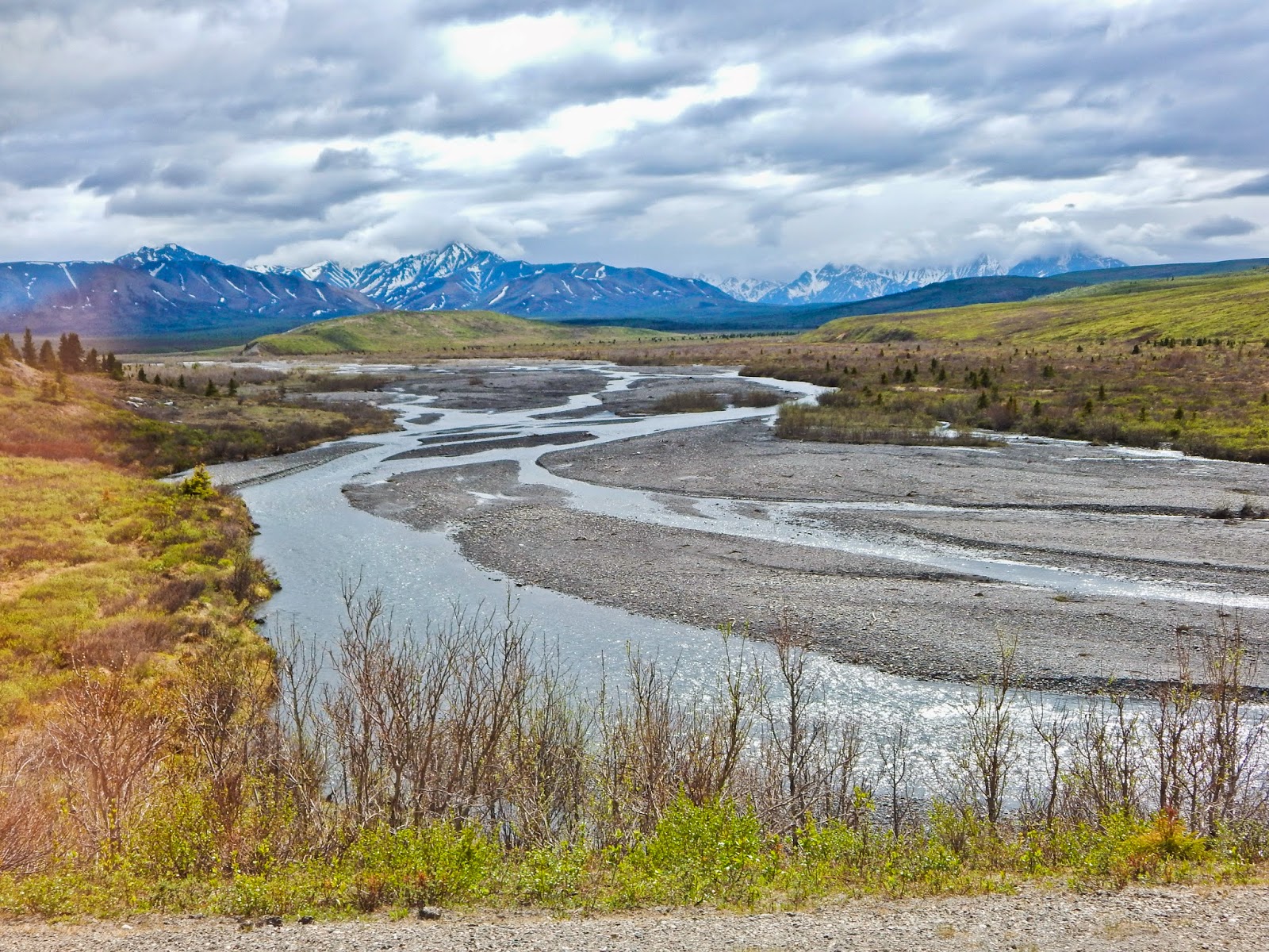 Walking Arizona Braided River in Denali National Park, Alaska