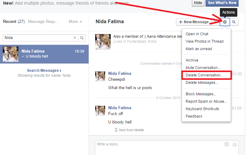 how do i delete conversations on messenger on my ipad