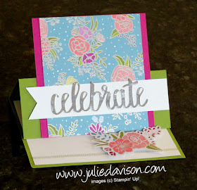 VIDEO tutorial for Stampin' Up! Sweet Soiree Easel Card ~ 2018 Occasions Catalog ~ Celebrate You Thinlits ~ 2018 Sale-a-Bration ~ www.juliedavison.com