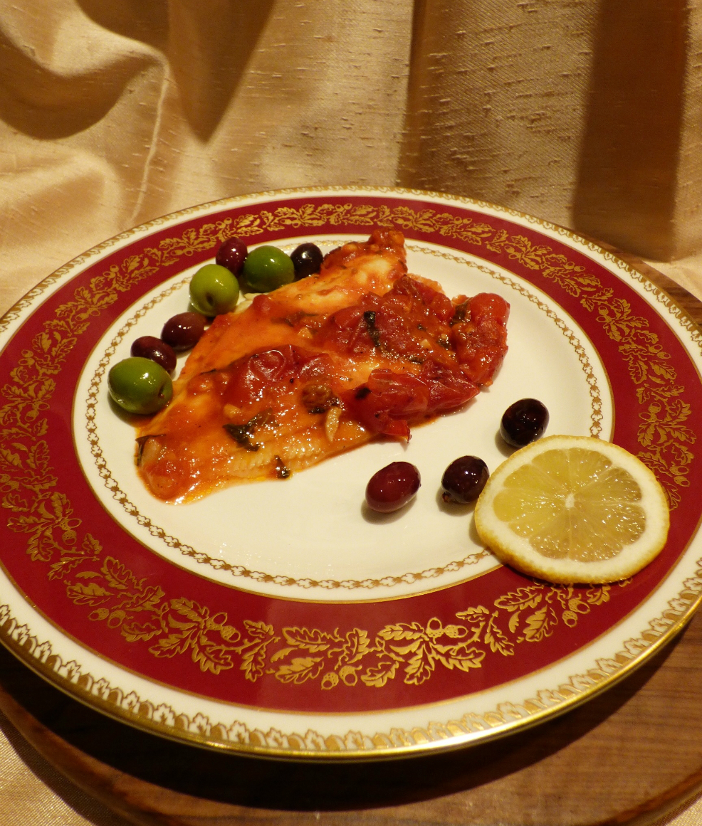 Chez Maximka Plaice in tomato saffron sauce