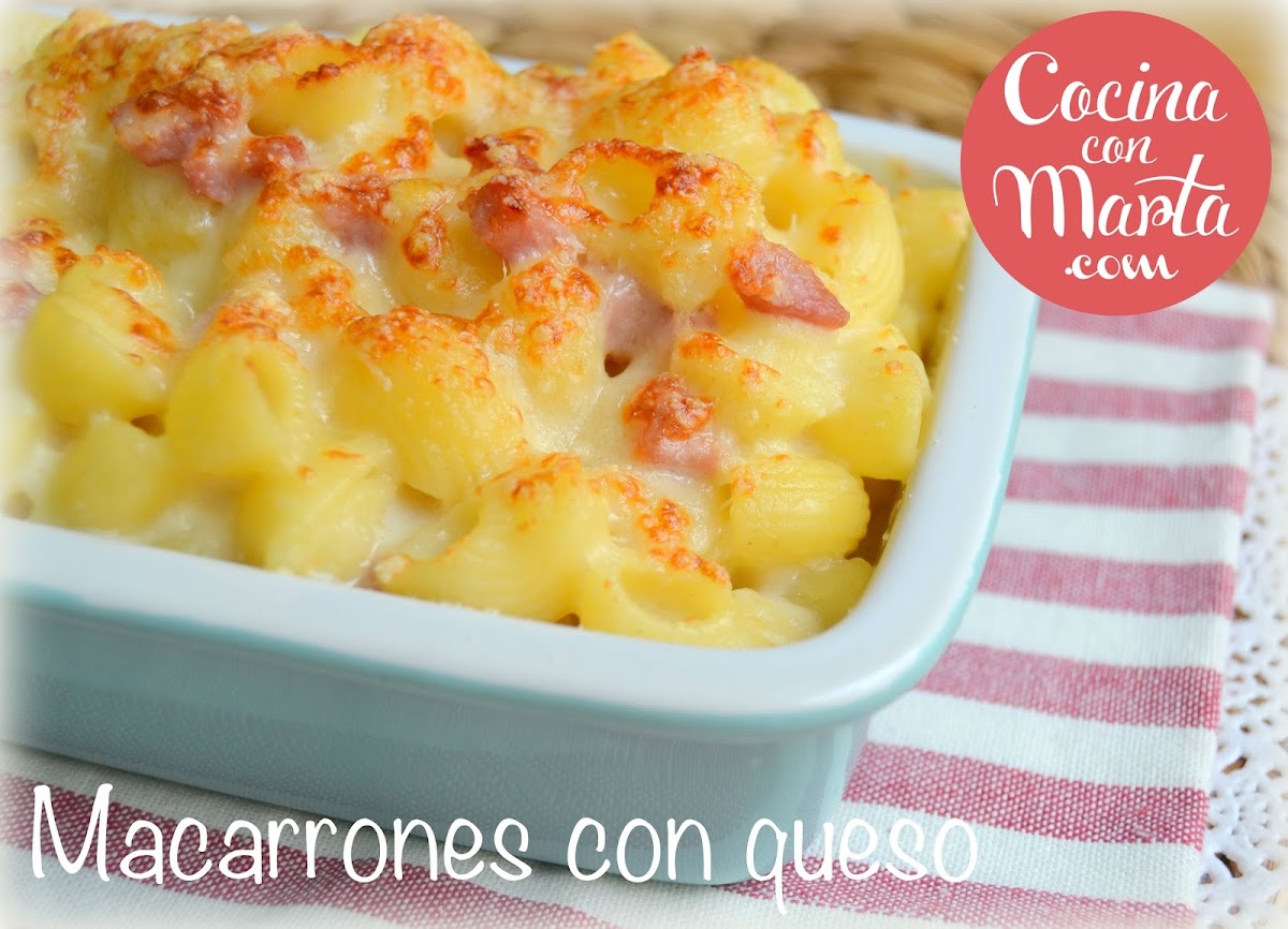 macarrones con queso y bacon, receta casera de pasta, Cocina con Marta. Fácil, rápido, sencillo. Comida para niños.