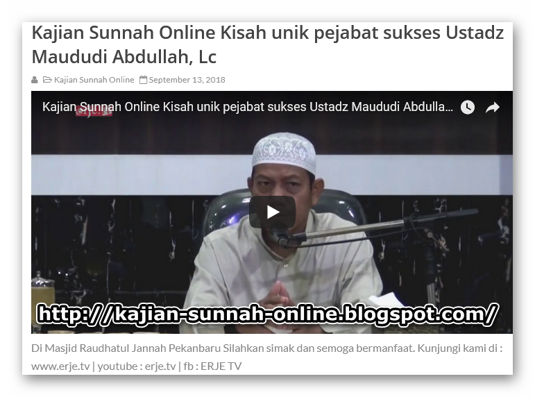 Kajian Sunnah Online Kisah unik pejabat sukses Ustadz