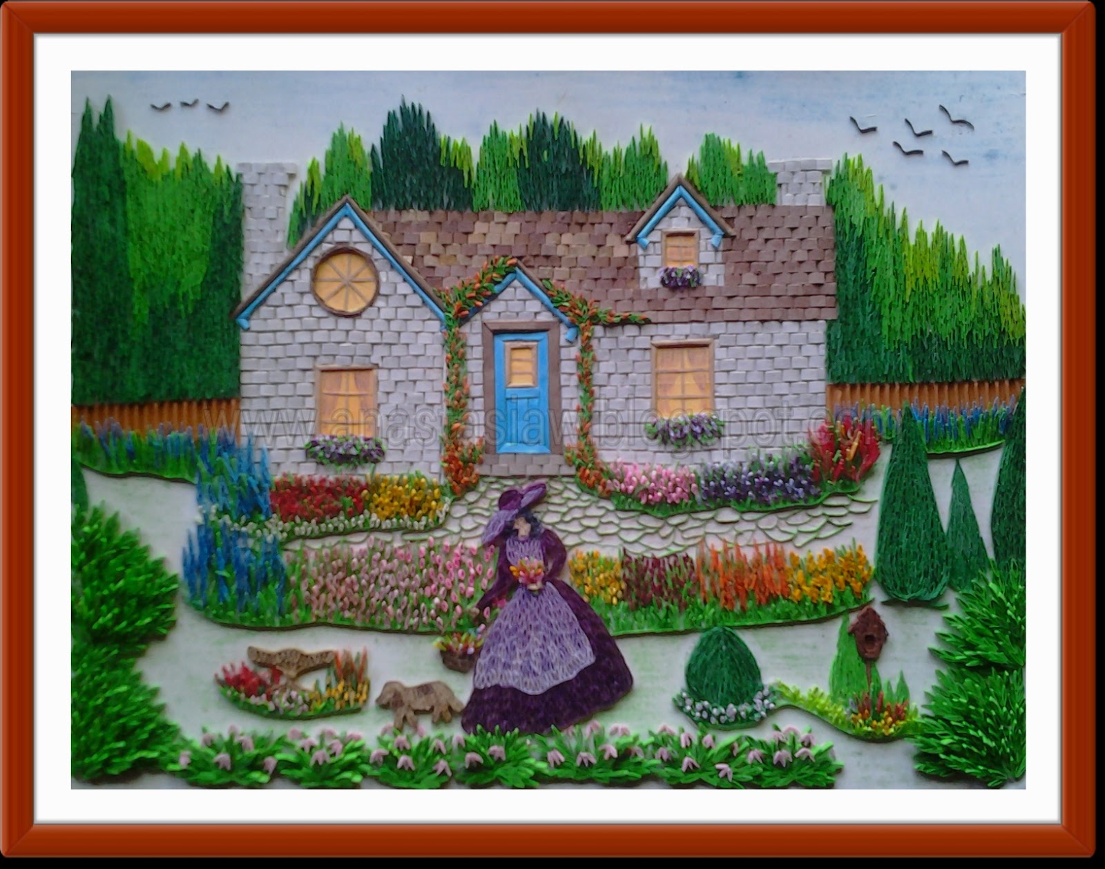 Anastasia (Annie) Wahalatantiri Quilled Cottage & Garden in Summer