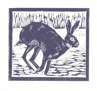 Hare linocut print
