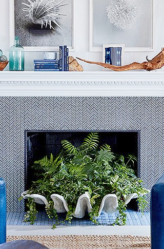 Clam Shell Planter Decor Idea Fireplace