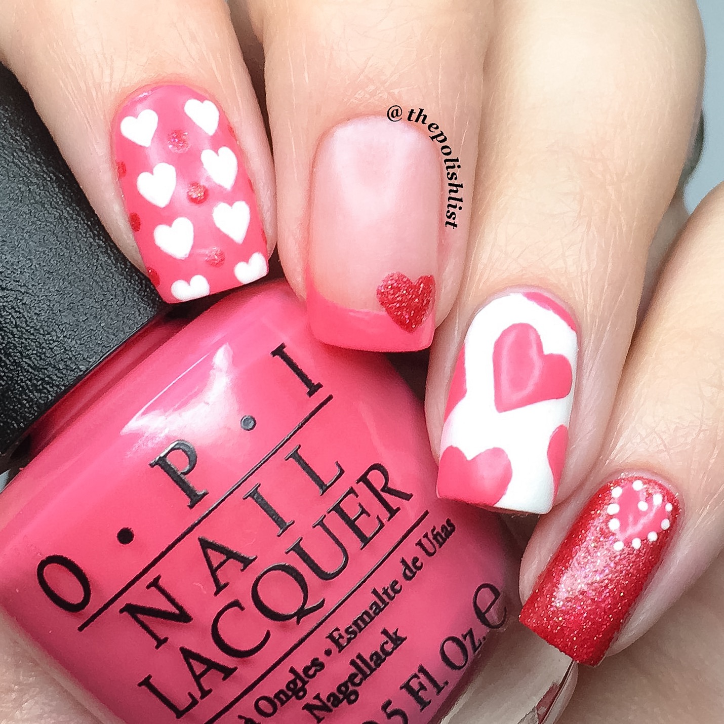Pink, Hearts & OPI = Love. A simple valentines nail art design