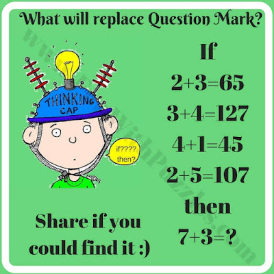 If 2+3=65, 3+4=127, 4+1=45, 2+5=107 Then 7+3=?. Can you solve this Logic Maths Brain Cracking Puzzle Question?