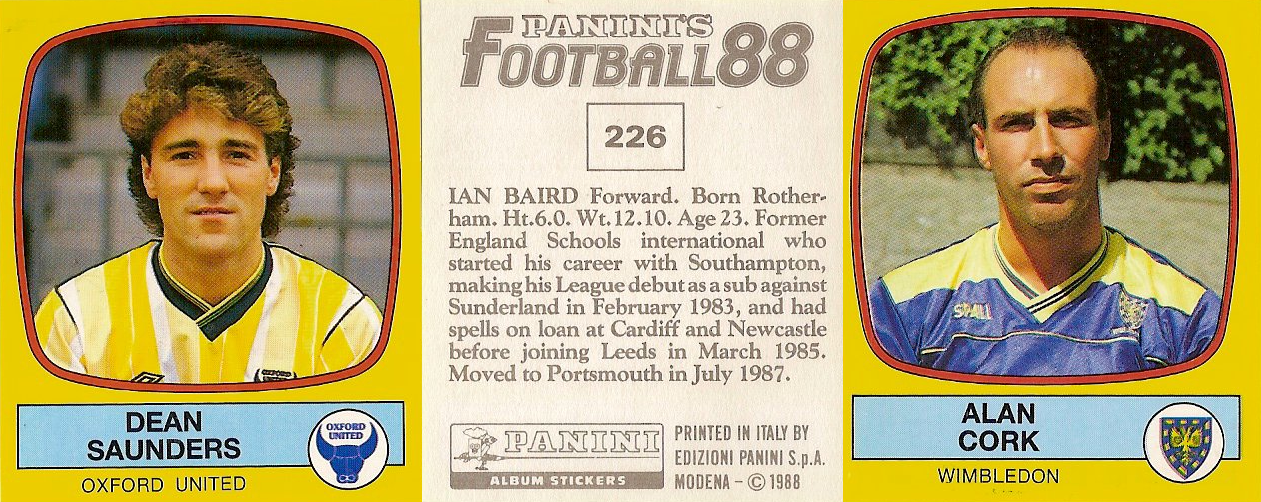 PANINI Football 87 Sticker No.244 OXFORD UNITED Jeremy Charles 