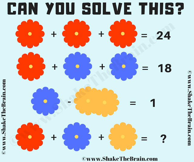 Maths Picture Brain Teaser: Flowers - Algebra Problem