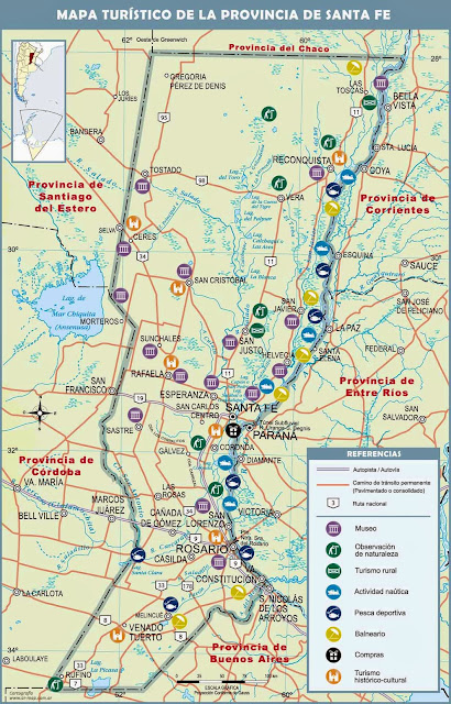 Mapa turístico da província de Santa Fé - Argentina