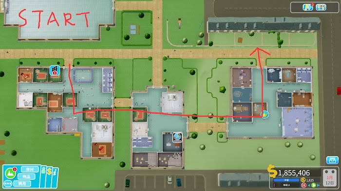 雙點醫院 (Two Point Hospital) 各關卡三星佈局與運營心得