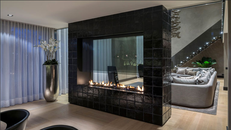 Exzellenter Glanz doppelseitiger Kamin Design Ideen in modernen