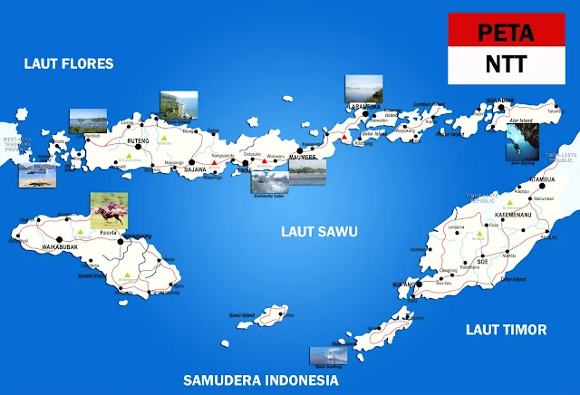 Gambar Peta NTT lengkap 21 Kabupaten dan 1 Kota