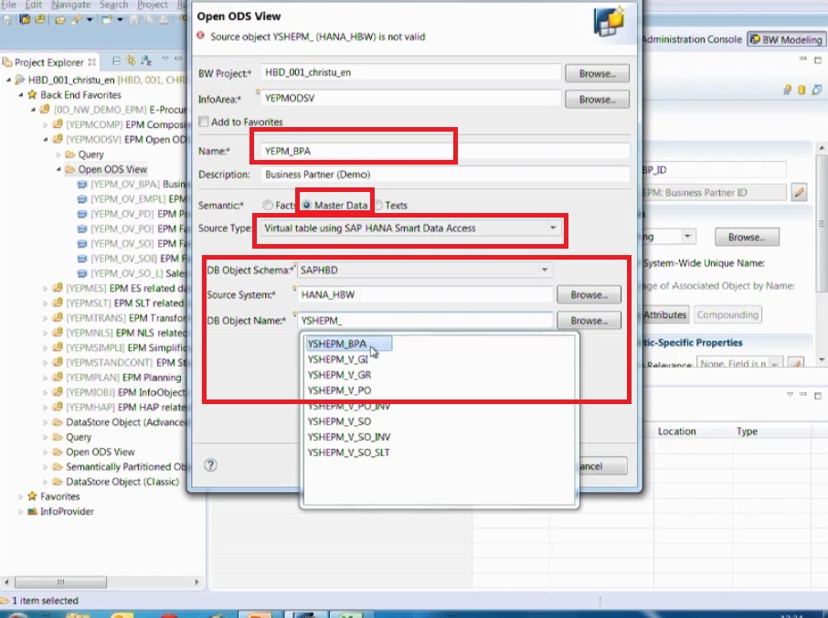 SAP HANA Central Integration of External Data Structures with Open