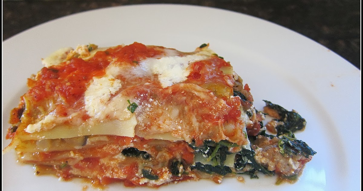 Mary Ellen's Cooking Creations Sausage, Spinach, and Mushroom Lasagna