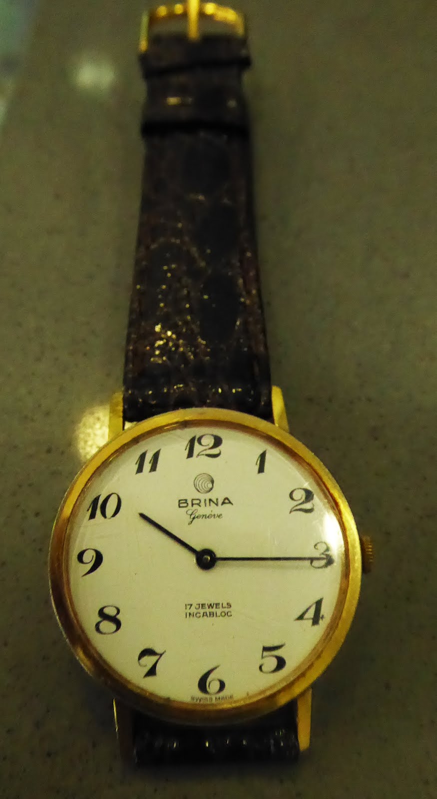 Reloj antiguo, marca suiza Brina, chapado,