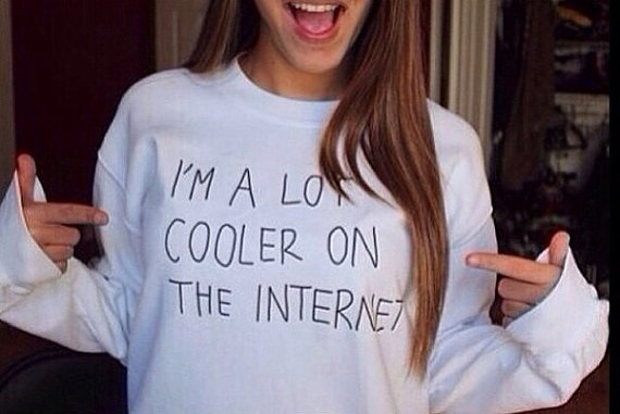 I'M A LOT COOLER ON THE INTERNET unisex white sweatshirt. PYGOD.com