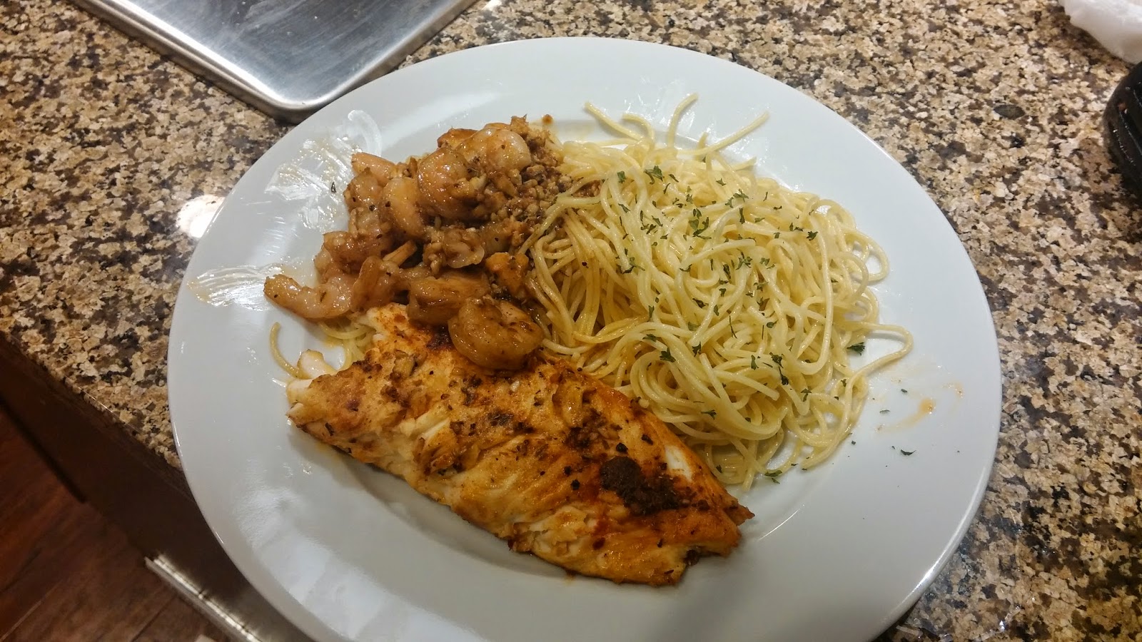 Reality Housewife Tilapia and Shrimp with Pasta