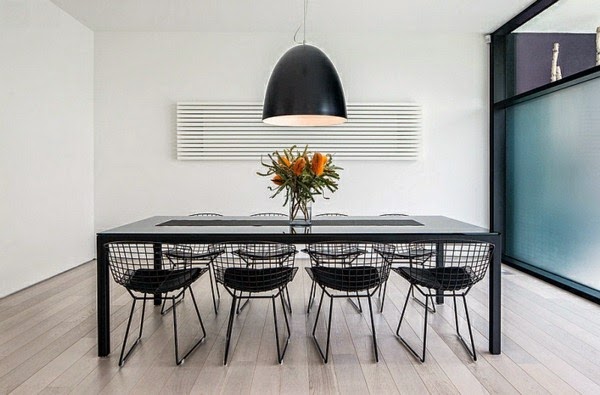 Large pendant lights in the dining room