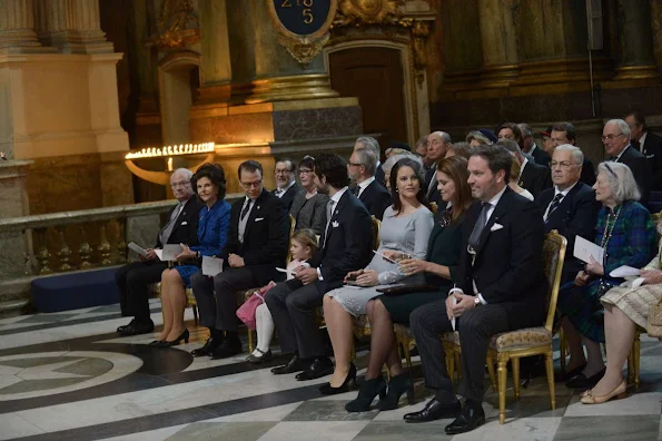 King Carl Gustaf, Queen Silvia, Princess Madeleine, Christopher O'Neill, Prince Daniel, Princess Estelle, Prince Carl Philip and Princess Sofia attended the “Te Deum” church service at the Royal Chapel in Stockholm, Sweden