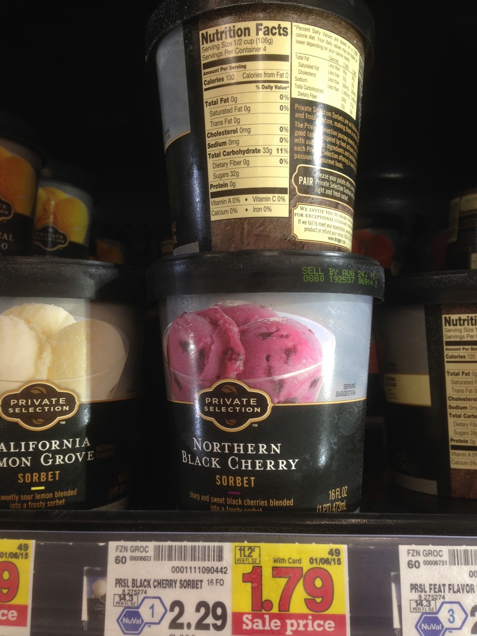 Healthy Grocery Northern Black Cherry Sorbet, Private Selection Kroger