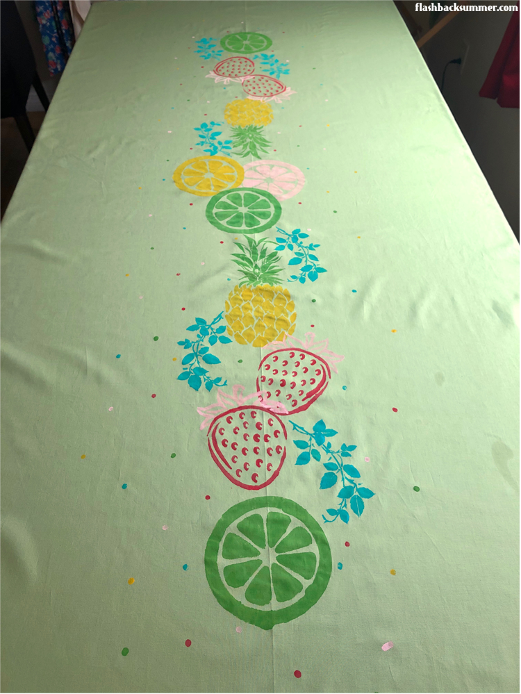 Flashback Summer: DIY vintage style table linens, painting with stencils!