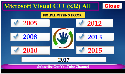 All In One Pack .DLL Missing Error Fix Microsoft Visual C++ (x32) BY Jonaki TelecoM