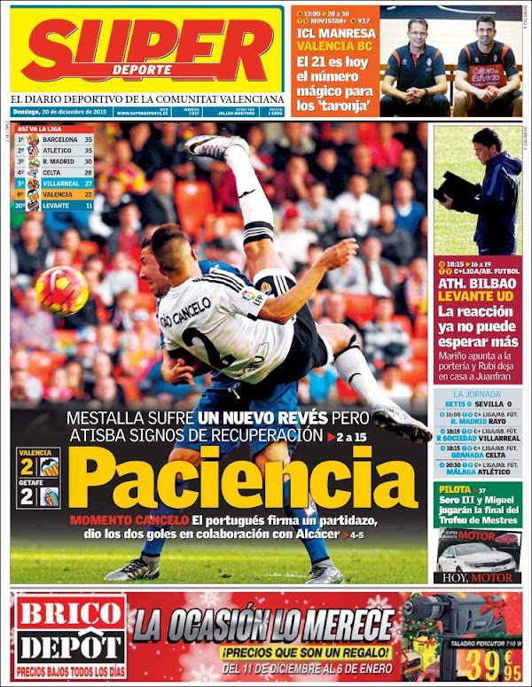 Valencia, Superdeporte: "Paciencia"