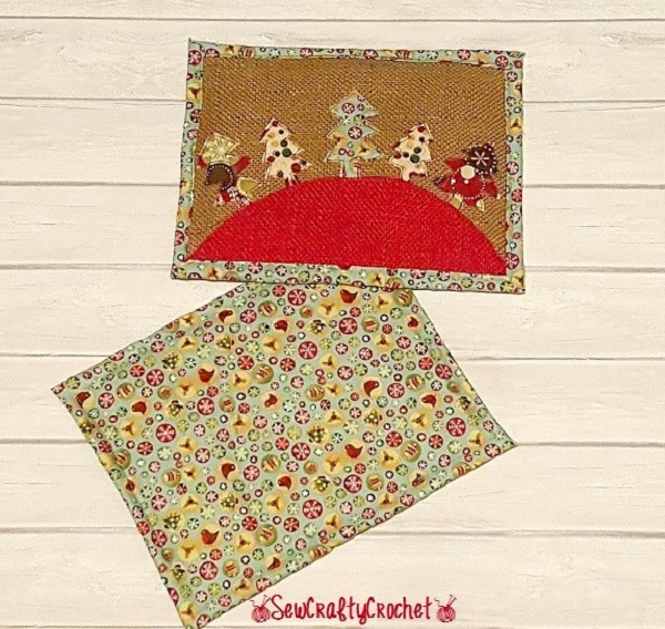 Burlap Christmas Mug Rugs Sew Crafty Crochet