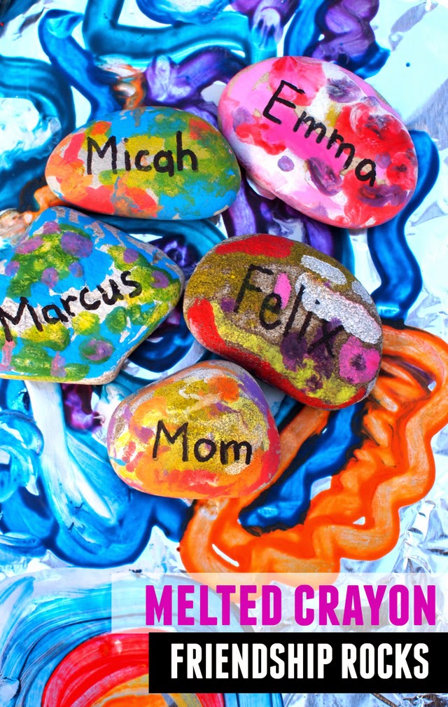 Melted Crayon Friendship Rocks- A craft inspired by The Artful Year