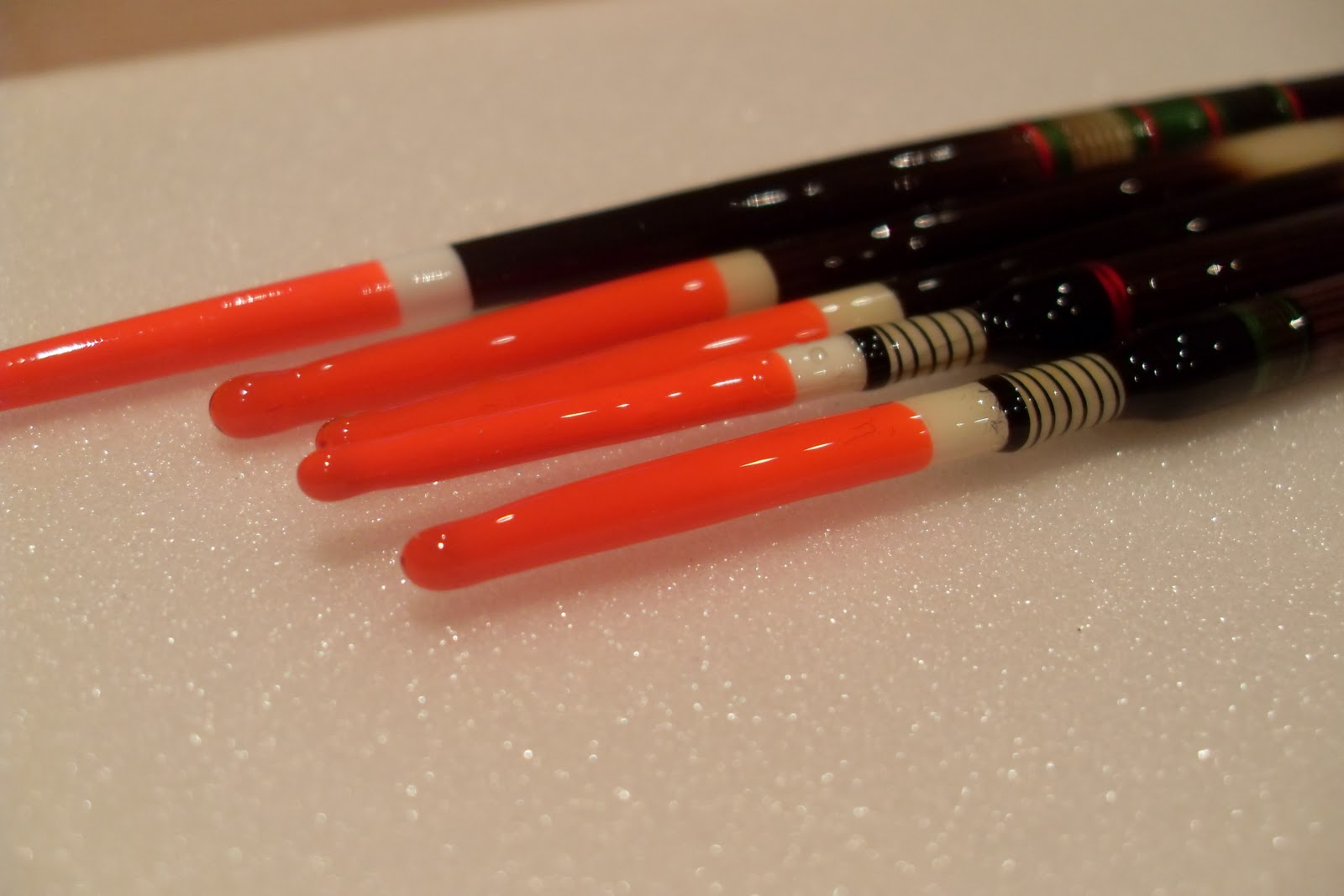 Handmade Fishing Floats by Mark Burningham. Porcupine wagglers,reed