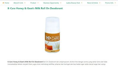 Produk K-Link  K-Care Honey dan Goats Milk Roll on Deodorant