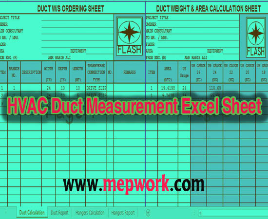 Duct Weight Chart