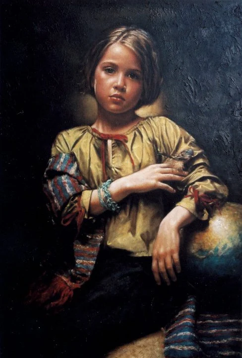 Children in art | Odysseas Oikonomou 1967 | Albanian-Born Greek Portrait painter 