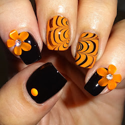 orange nail bright flower 3d delights wendy