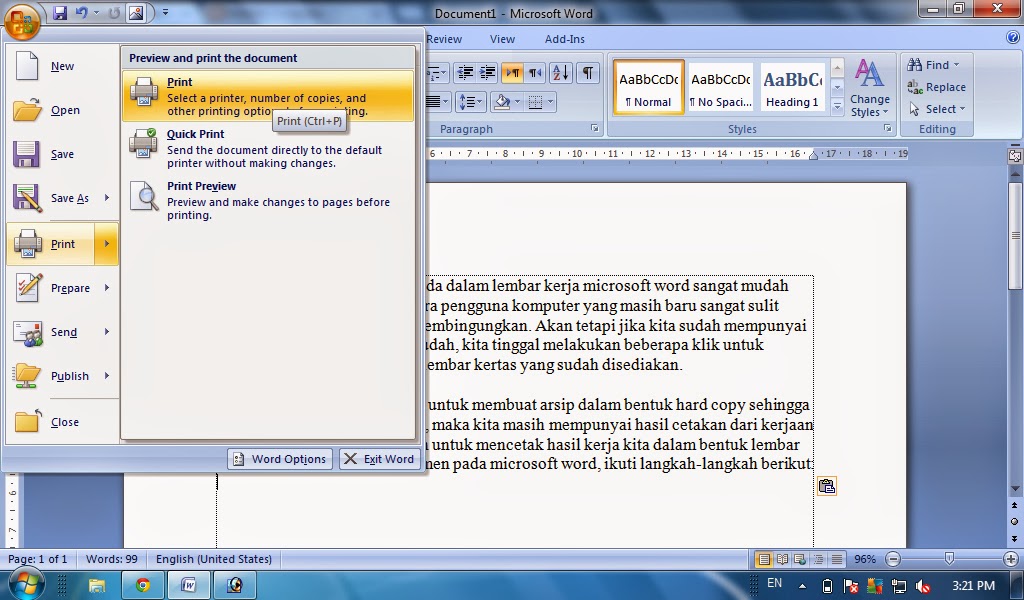 Teks Prosedur Cara Mencetak Dokumen Di Microsoft Word Print Out