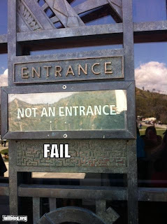 entrance labelling fail